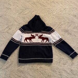 Janie and Jack Boys Holiday/Winter Navy, Red and White Turtleneck Sweater
